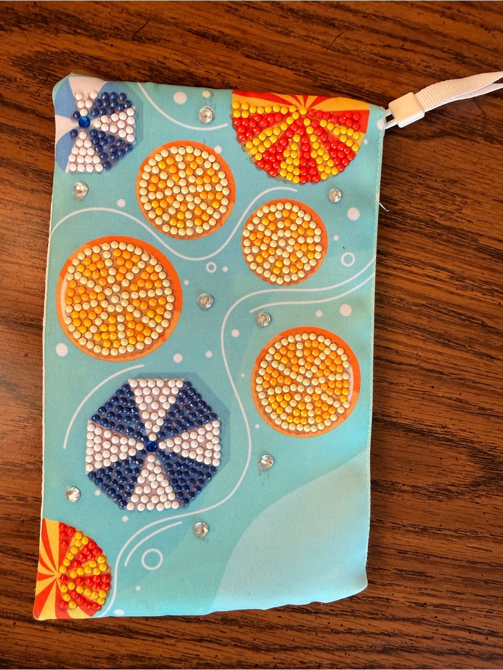 Wrist Pouch - Turquoise with beads